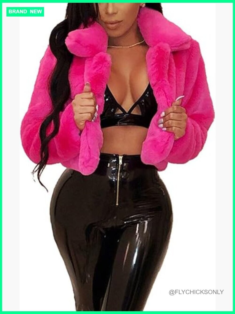 Faux Fur Long Sleeve Crop Jacket Shaggy Open Front Cardigan